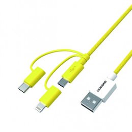 PANTONE PT-USB003Y1 3IN1 CAVO 1.2MT YELLOW