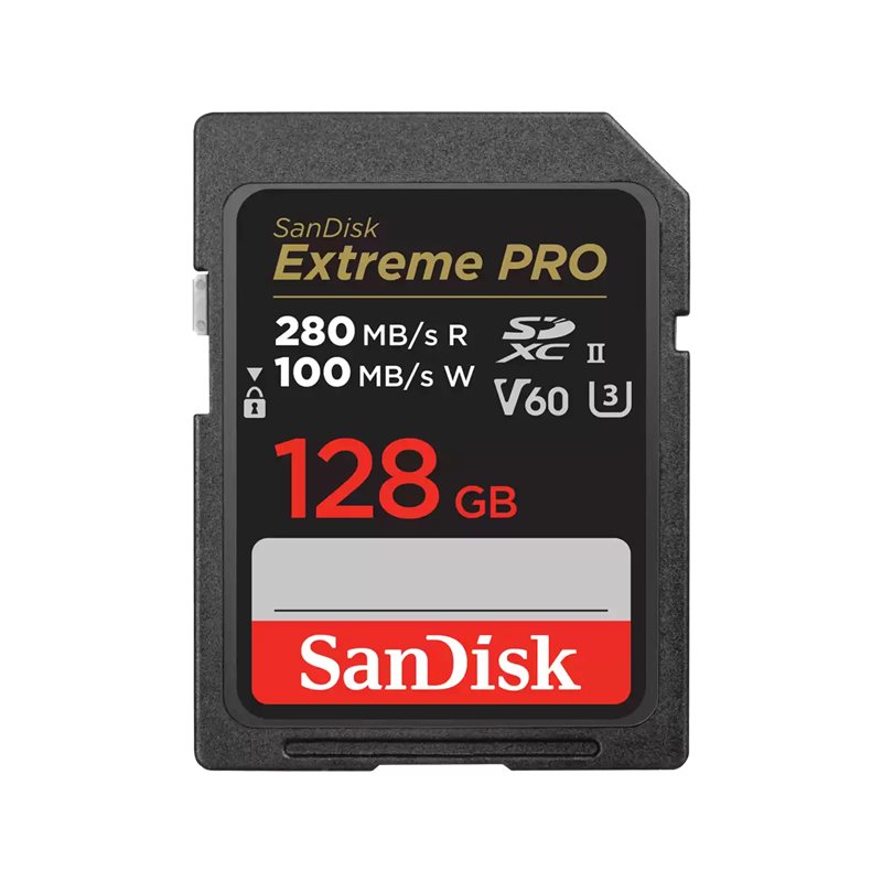 SANDISK SDXC EXTREME PRO 128GB READ 280MB/S WRITE 100MB/S 